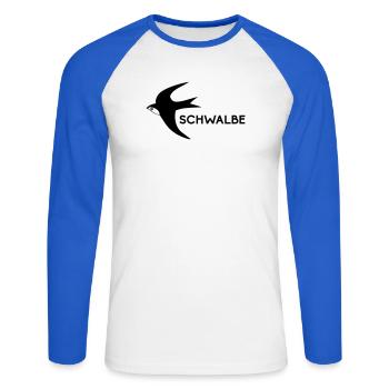 Schwalbe - Unisex Baseballshirt langarm - Weiß/Royalblau - Vorne - Nik (191cm)