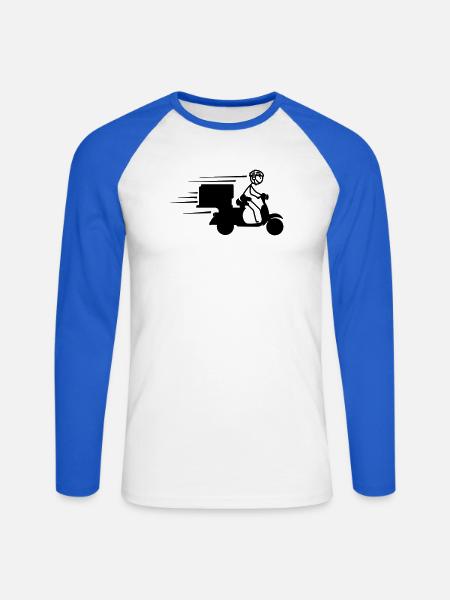 Scooter-Paket oder Piza-Bestellungen Lieferung - Unisex Baseballshirt langarm - Weiß/Royalblau