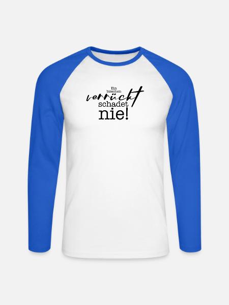 UN PEU FOU - T-shirt baseball manches longues Homme - blanc/bleu royal