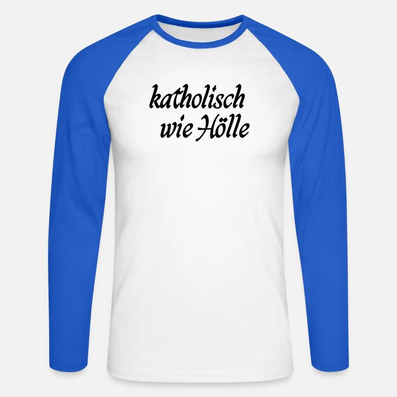 Catholic as hell - Unisex Long Sleeve Baseball T-Shirt - white/royal blue