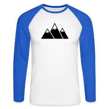 Mountains Mountain Hiking Outdoor Vector - Unisex Long Sleeve Baseball T-Shirt - white/royal blue - Front - Nik (191cm)