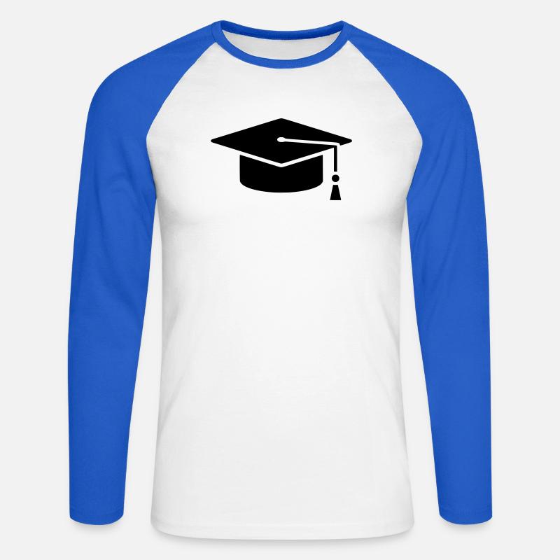 Graduation Cap Absolvent Logo - Unisex Baseballshirt langarm - Weiß/Royalblau