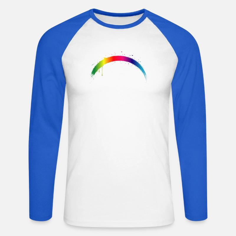 Regenbogen Bogen Farbverlauf Splash Kunst - Unisex Baseballshirt langarm - Weiß/Royalblau