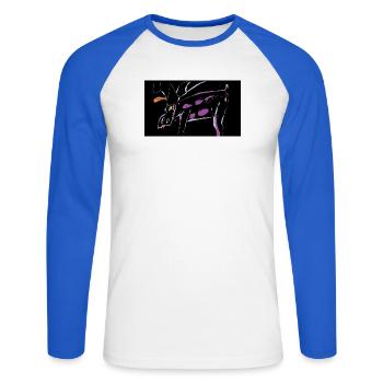 pourpre - T-shirt baseball manches longues Homme - blanc/bleu royal - Devant - Nik (191cm)