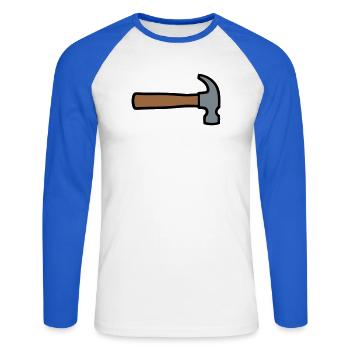 Zimmermannshammer Werkzeug Icon - Unisex Baseballshirt langarm - Weiß/Royalblau - Vorne - Nik (191cm)