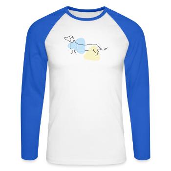 Line Art Dachshund pastel - Unisex Long Sleeve Baseball T-Shirt - white/royal blue - Front - Nik (191cm)