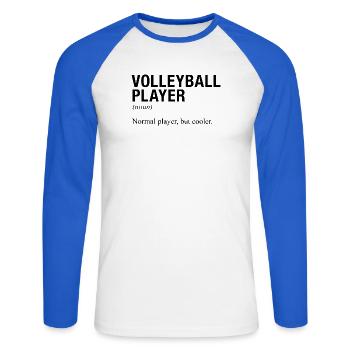 JOUEUR DE VOLLEYBALL Jeu de volleyball - T-shirt baseball manches longues Homme - blanc/bleu royal - Devant - Nik (191cm)