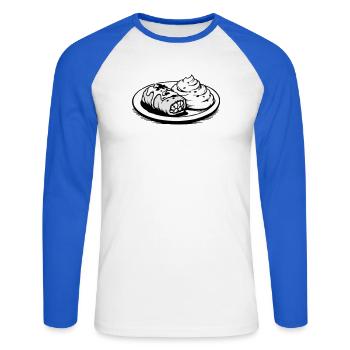 Golubzi Krautwickel mit Kartoffel Püree  - Unisex Baseballshirt langarm - Weiß/Royalblau - Vorne - Nik (191cm)