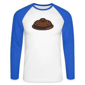 Grill Lid BBQ Smoker Grillmeister Father's Day - Unisex Long Sleeve Baseball T-Shirt - white/royal blue - Front - Nik (191cm)