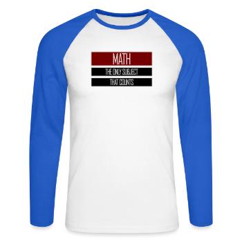 Les mathématiques La seule matière qui compte Nerd Mathe Logo - T-shirt baseball manches longues Homme - blanc/bleu royal - Devant - Nik (191cm)