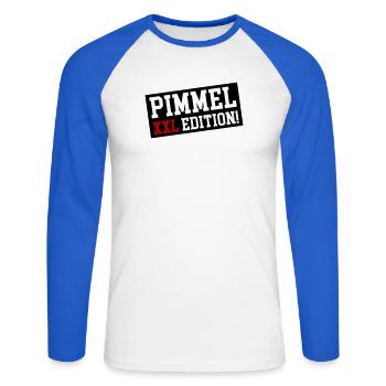 Pimmel XXL Edition - Unisex Baseballshirt langarm - Weiß/Royalblau - Vorne - Nik (191cm)