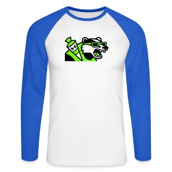 Dachs Schultuete Maskottchen - Unisex Baseballshirt langarm - Weiß/Royalblau - Vorne - Nik (191cm)