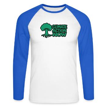 Arbre Racine Climat Logo de la nature - T-shirt baseball manches longues Homme - blanc/bleu royal - Devant - Nik (191cm)
