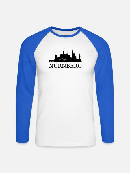 Nürnberg Skyline - Unisex Baseballshirt langarm - Weiß/Royalblau