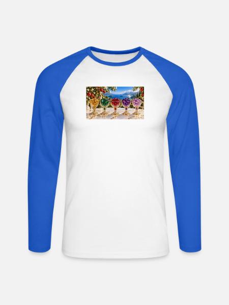 Sei schön - Unisex Baseballshirt langarm - Weiß/Royalblau