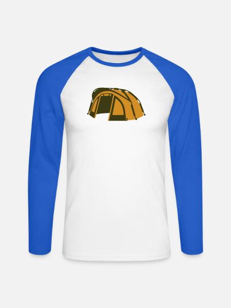 Karpfenzelt Bivvy Grafik - Unisex Baseballshirt langarm - Weiß/Royalblau