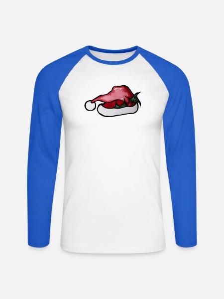 Crimson Lip Weihnachtsmannhut-Kunstwerk - Unisex Baseballshirt langarm - Weiß/Royalblau