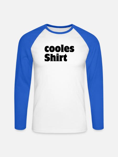 Cooles Shirt - Unisex Baseballshirt langarm - Weiß/Royalblau