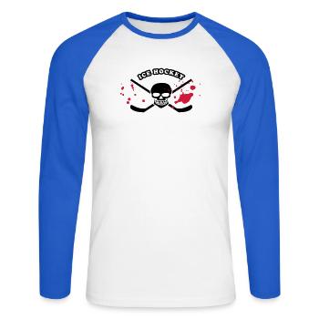 hockey - Unisex Long Sleeve Baseball T-Shirt - white/royal blue - Front - Nik (191cm)