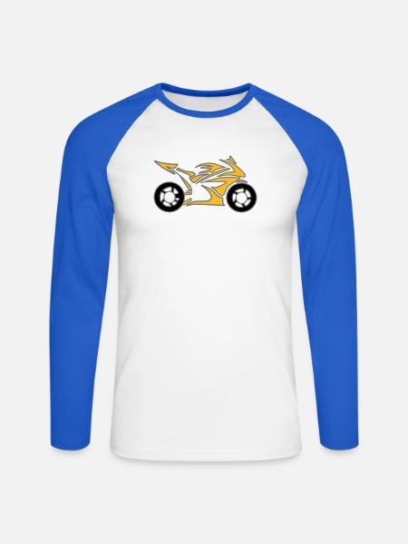 Motorcykel Cykel Chopper Knallert Roll - Langærmet herre-baseballshirt - hvid/kongeblå
