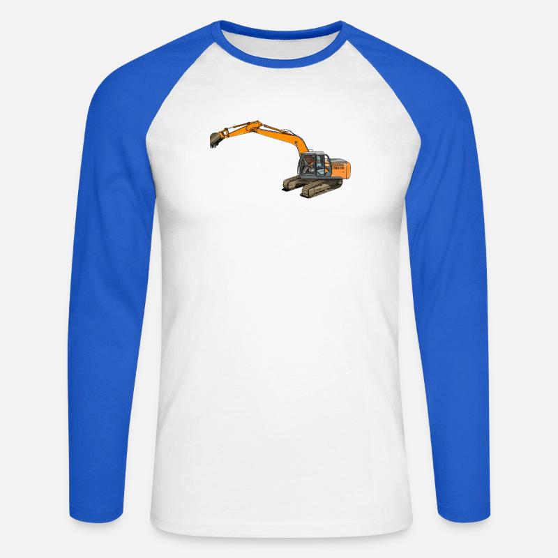 Löffelbagger greift ein - Unisex Baseballshirt langarm - Weiß/Royalblau