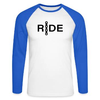 Chain Lines Minimal Design - Unisex Long Sleeve Baseball T-Shirt - white/royal blue - Front - Nik (191cm)