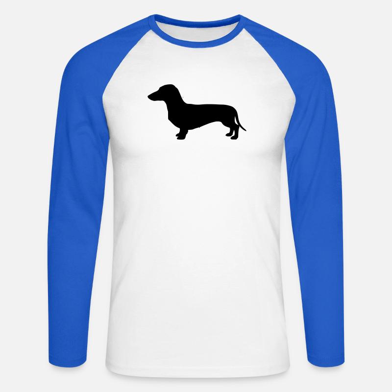 Dackel Teckel Silhouette - Unisex Baseballshirt langarm - Weiß/Royalblau