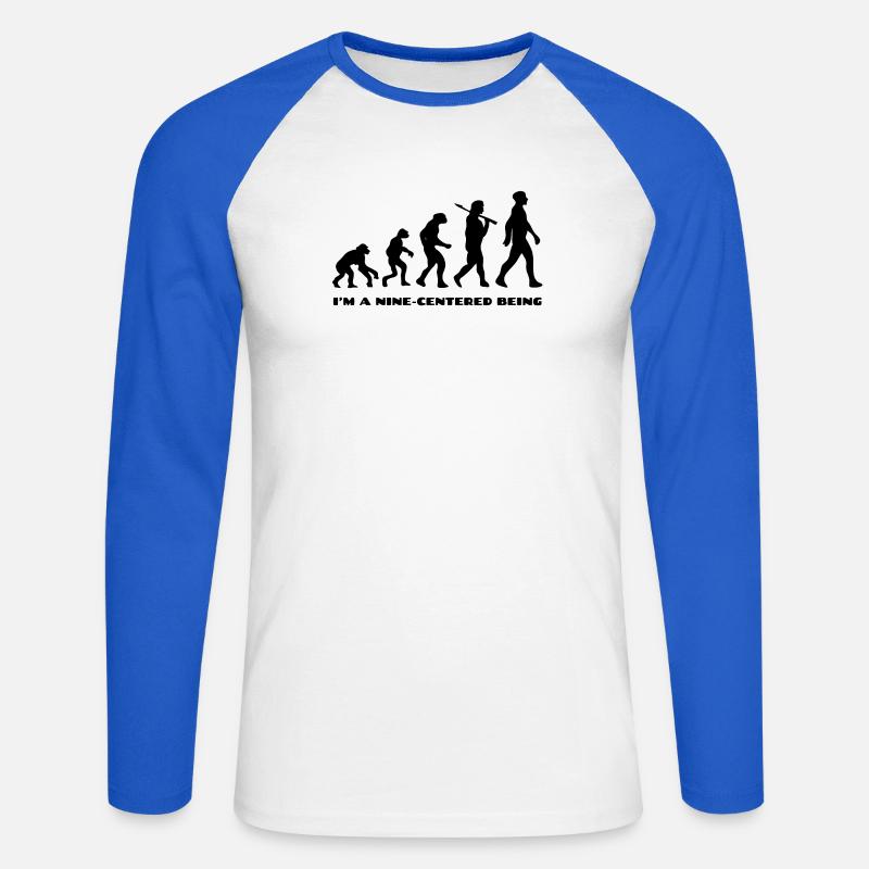 Evolution - Unisex Baseballshirt langarm - Weiß/Royalblau