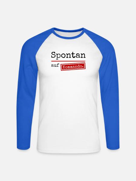 Spontan auf Kommando_weiss - Unisex Baseballshirt langarm - Weiß/Royalblau