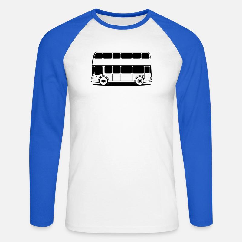 Doppeldeckerbus - Unisex Baseballshirt langarm - Weiß/Royalblau