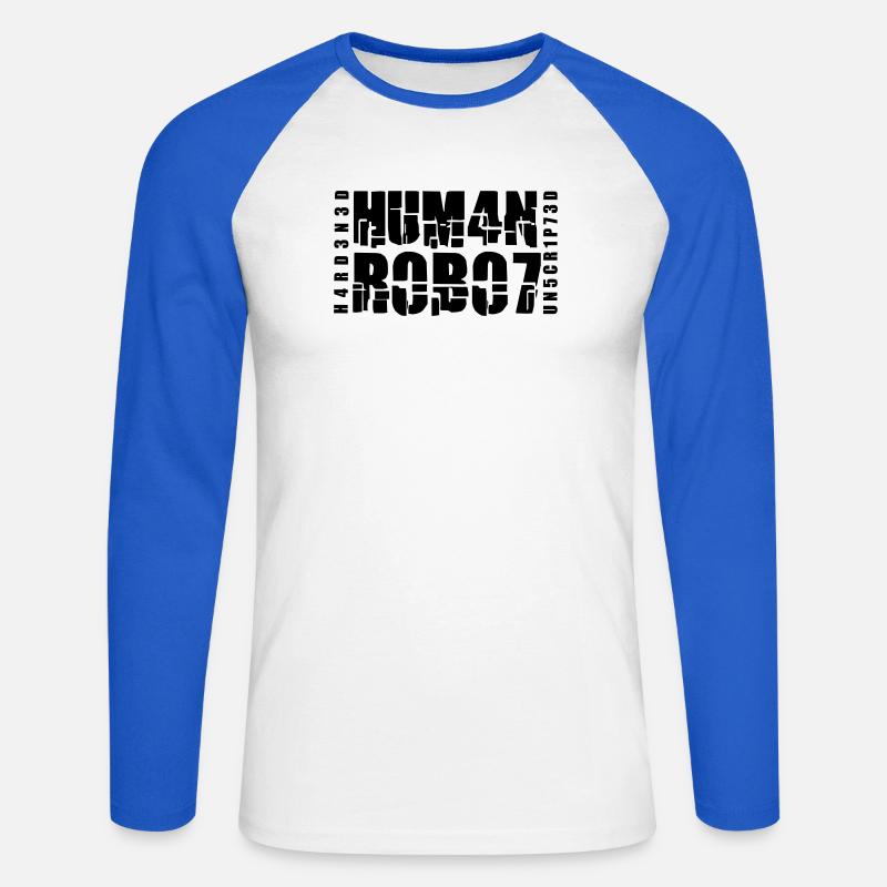 Hardened Human Robot Unscripted - Unisex Long Sleeve Baseball T-Shirt - white/royal blue