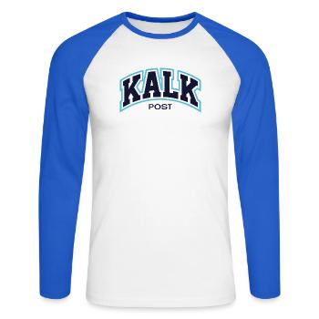 KalkPost3 - Unisex Long Sleeve Baseball T-Shirt - white/royal blue - Front - Nik (191cm)