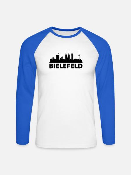 Bielefeld Skyline - Unisex Baseballshirt langarm - Weiß/Royalblau