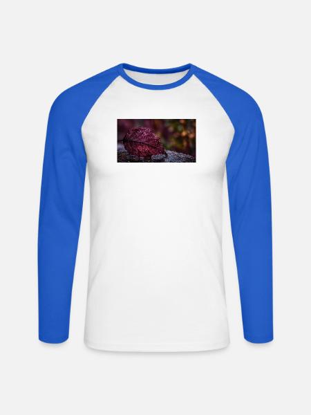 Nachtrotes Taublatt - Unisex Baseballshirt langarm - Weiß/Royalblau