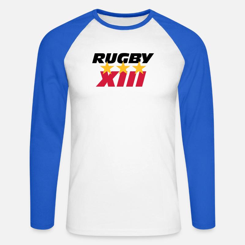 Rugby XIII - Unisex Long Sleeve Baseball T-Shirt - white/royal blue