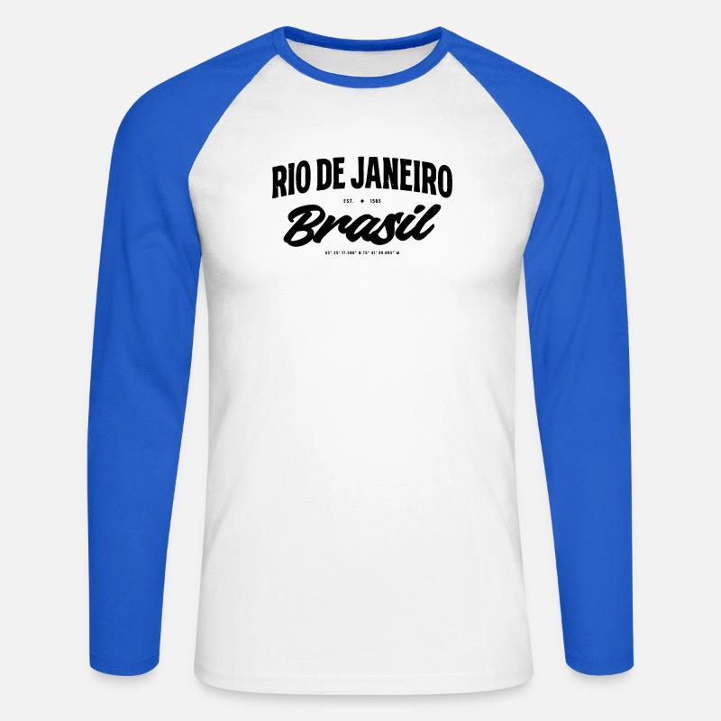 Rio de Janeiro Brazil Script Banner - Unisex Baseballshirt langarm - Weiß/Royalblau