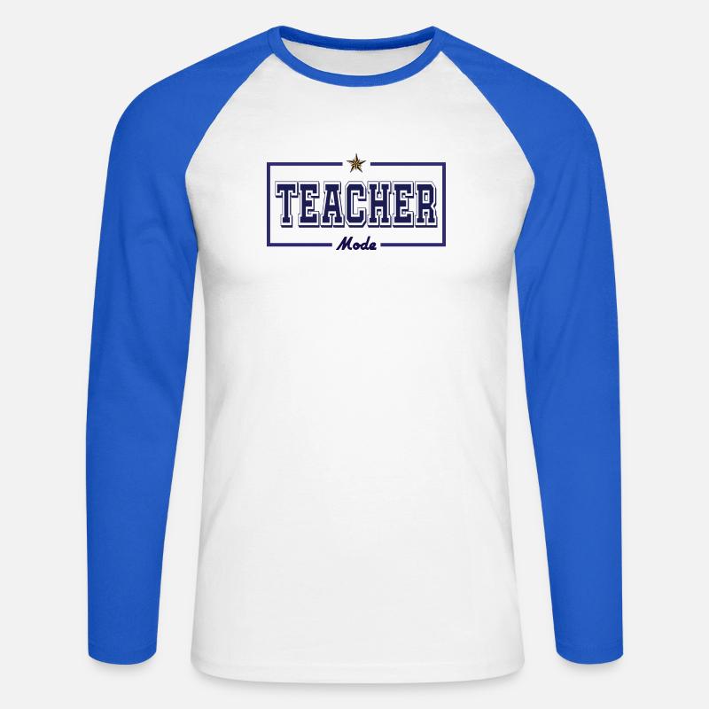 Lehrermodus ( Englisch ) - Unisex Baseballshirt langarm - Weiß/Royalblau