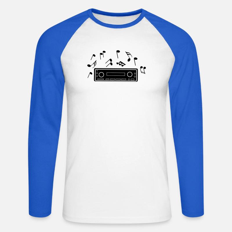Autoradio con note musicali - Maglia da baseball a manica lunga da uomo - bianco/blu royal
