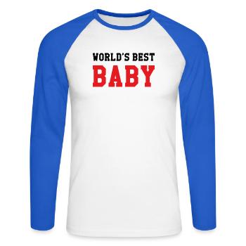 Meilleur bébé du monde - Naissance - Enfant - T-shirt baseball manches longues Homme - blanc/bleu royal - Devant - Nik (191cm)