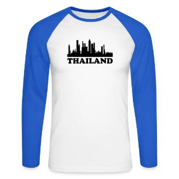 Skyline de Thaïlande - T-shirt baseball manches longues Homme - blanc/bleu royal - Devant - Nik (191cm)