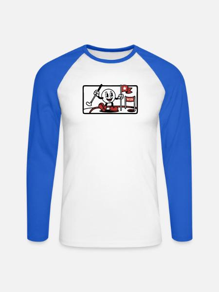 Minigolf Retro Cartoon Golfball JGA Team - Unisex Long Sleeve Baseball T-Shirt - white/royal blue