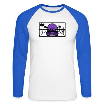 Graphisme de route de nuit - T-shirt baseball manches longues Homme - blanc/bleu royal - Devant - Nik (191cm)