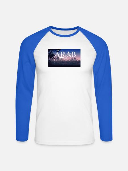 Nachtstadt Neon Panorama - Unisex Baseballshirt langarm - Weiß/Royalblau