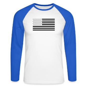 Stars and stripes - T-shirt baseball manches longues Homme - blanc/bleu royal - Devant - Nik (191cm)