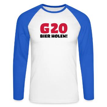Bier holen Humor - Unisex Baseballshirt langarm - Weiß/Royalblau - Vorne - Nik (191cm)