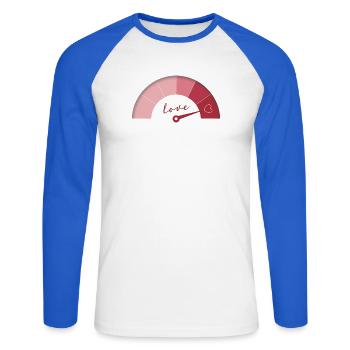 Love Meter – Birthday Edition - Unisex Long Sleeve Baseball T-Shirt - white/royal blue - Front - Nik (191cm)