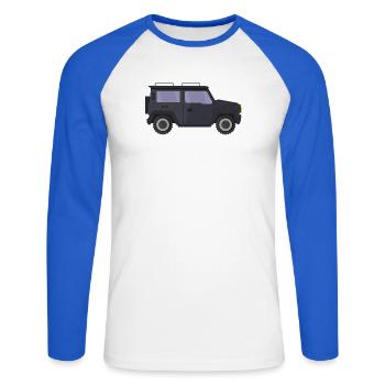 Jeep - Unisex Baseballshirt langarm - Weiß/Royalblau - Vorne - Nik (191cm)