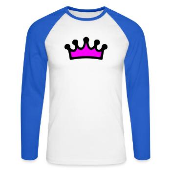 Krone Comic - T-shirt baseball manches longues Homme - blanc/bleu royal - Devant - Nik (191cm)