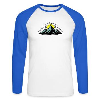 Montagnes Nuages Sommets - T-shirt baseball manches longues Homme - blanc/bleu royal - Devant - Nik (191cm)