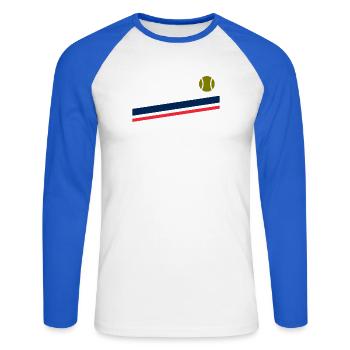 France Padel Tennis Vintage - Unisex Long Sleeve Baseball T-Shirt - white/royal blue - Front - Nik (191cm)